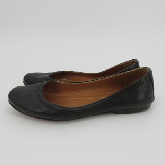 Frye Women 7.5 M CARSON Ballet Flat 8012044 Black Genuine Leather Shoes Slip On - Picture 6 of 15